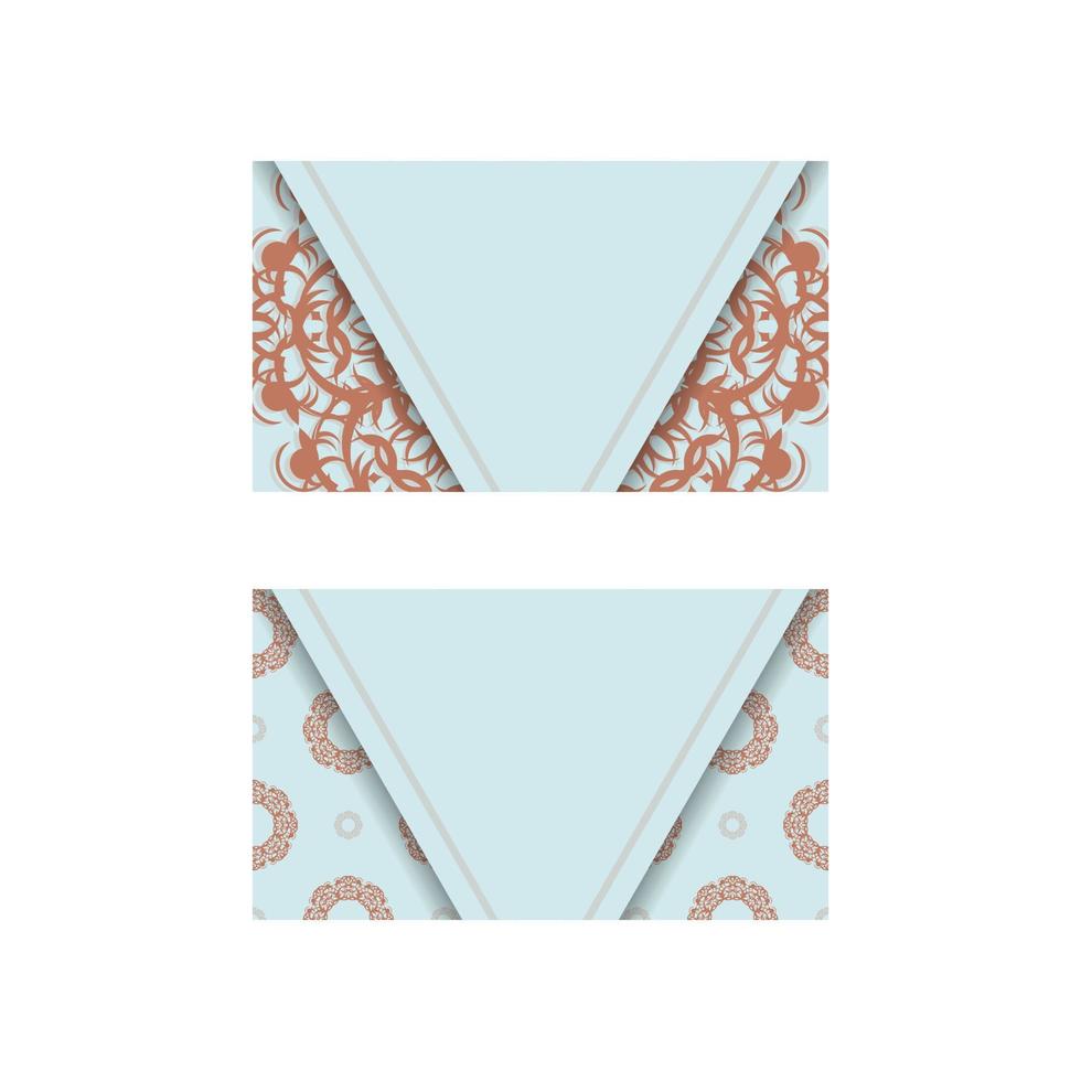 Business card in aquamarine color with luxurious coral ornaments for your business. vector