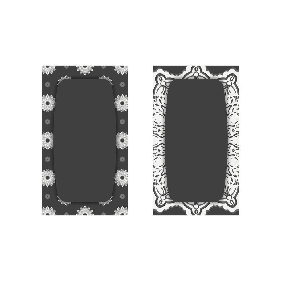 Black business card with Indian white ornaments for your business. vector
