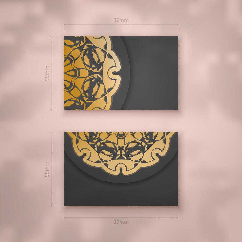 Presentable business card in black with antique gold ornaments for your contacts. vector