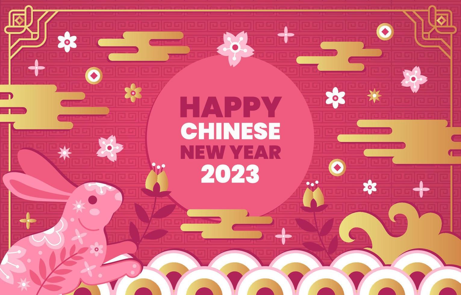 Chinese New Year Background with Water Rabbit Papercut Illustration vector