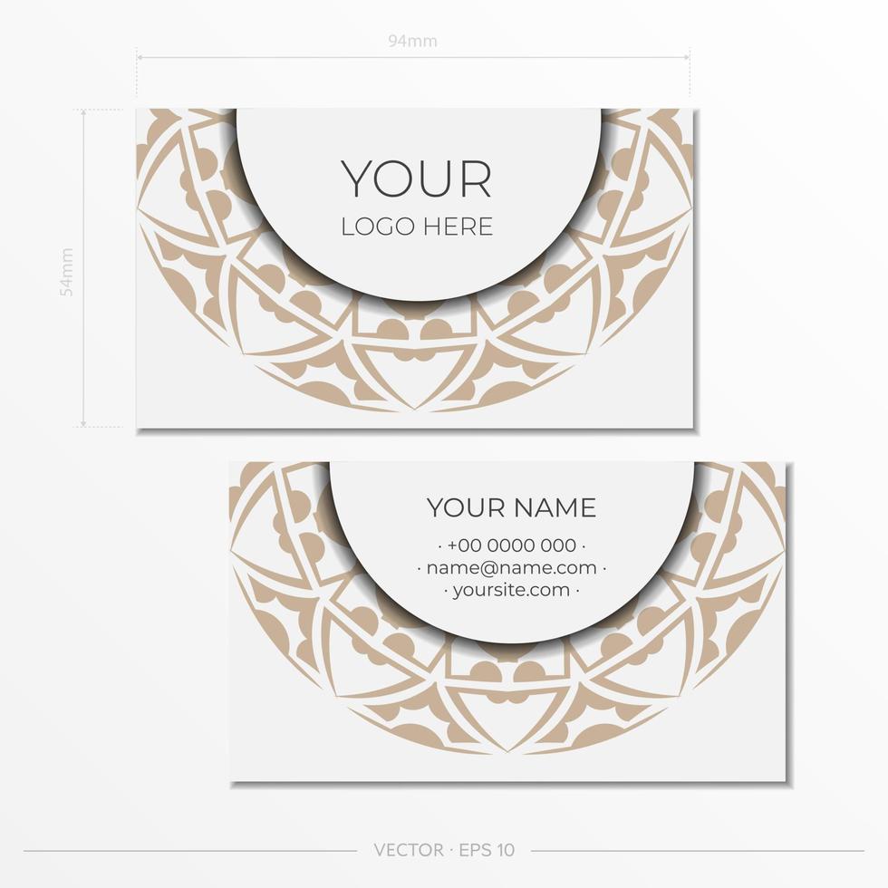 White business card design with ornament. Stylish business cards with place for your text and abstract patterns. vector