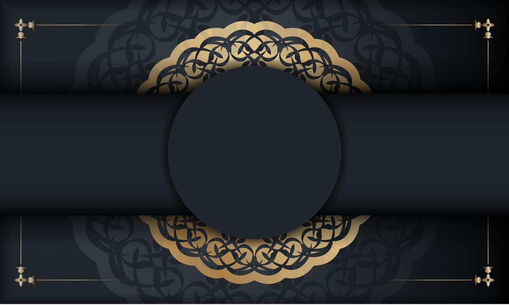 Black banner with antique gold pattern and place under your text vector