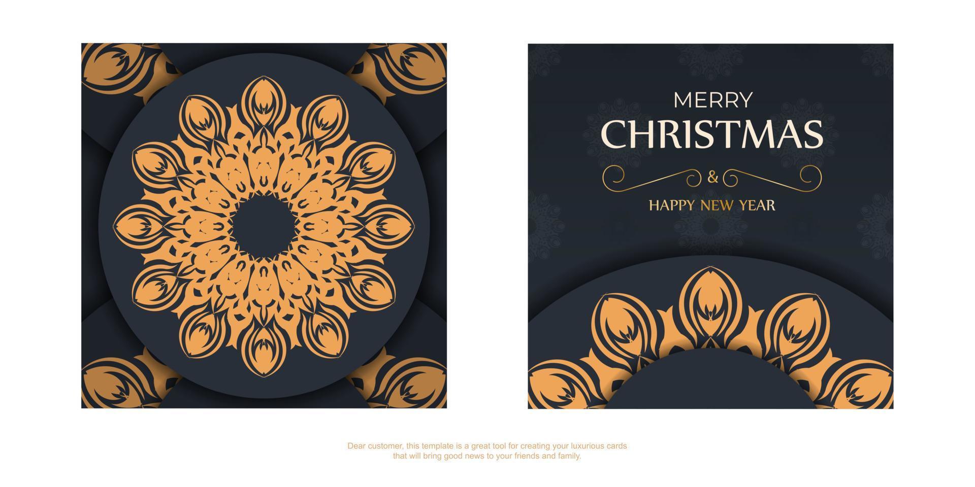 diseño de tarjeta gris lista para imprimir feliz navidad con adornos naranjas. plantilla de póster feliz año nuevo y patrones de invierno. vector