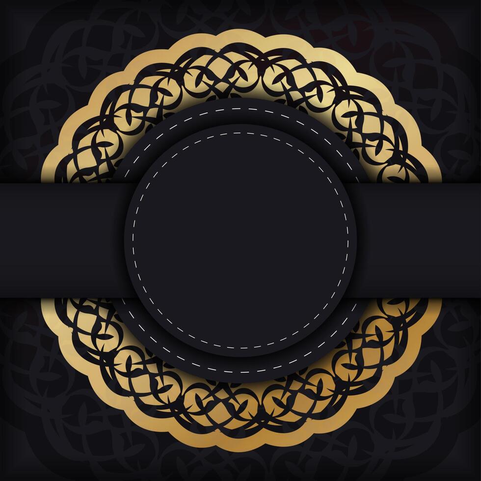 Postcard in black with a luxurious gold pattern for your congratulations. vector