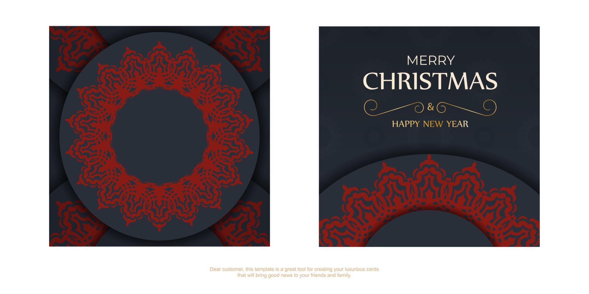 Christmas card template with red and black design vector