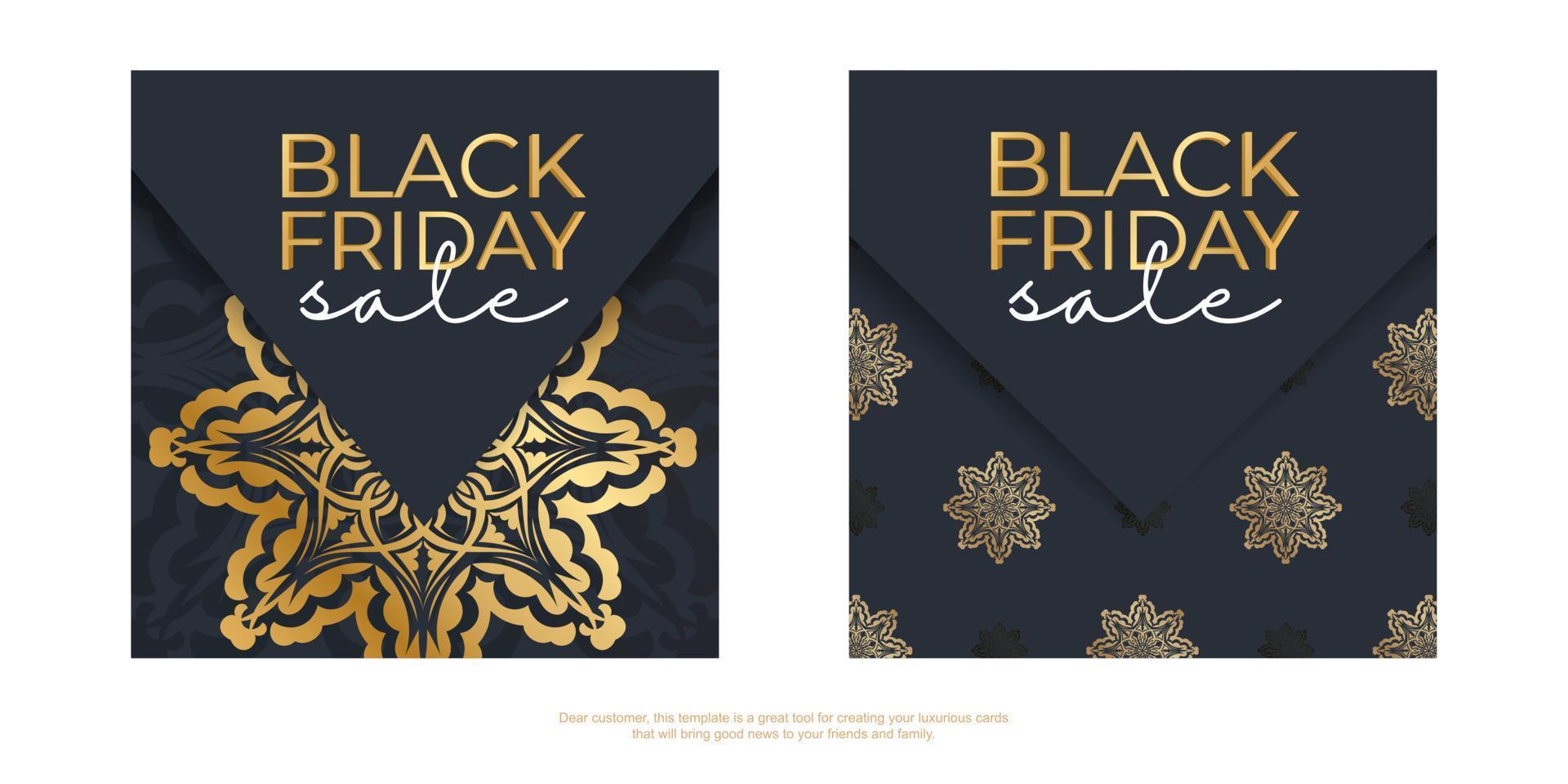 Baner Template For Black Friday In Dark Blue With Round Gold Pattern vector