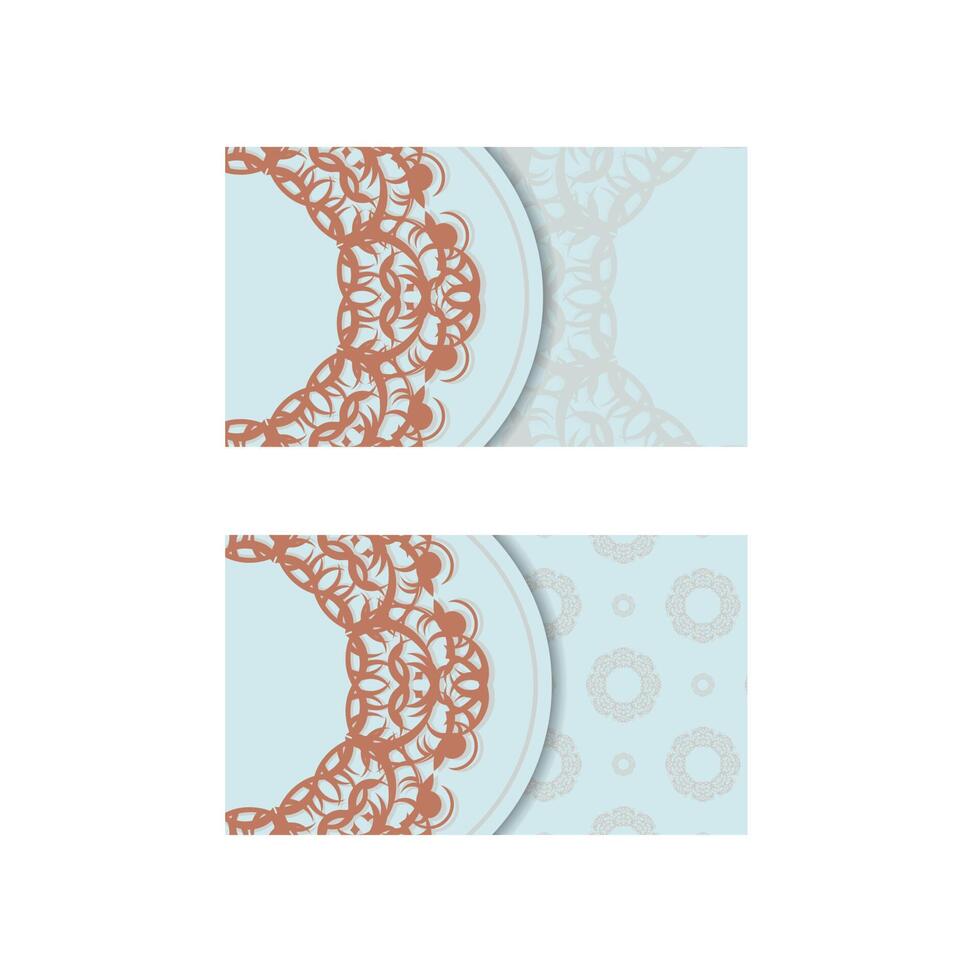 An aquamarine business card with a vintage coral pattern for your contacts. vector