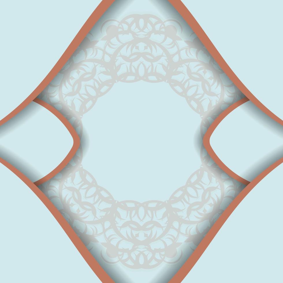 Aquamarine postcard with Greek coral pattern prepared for typography. vector