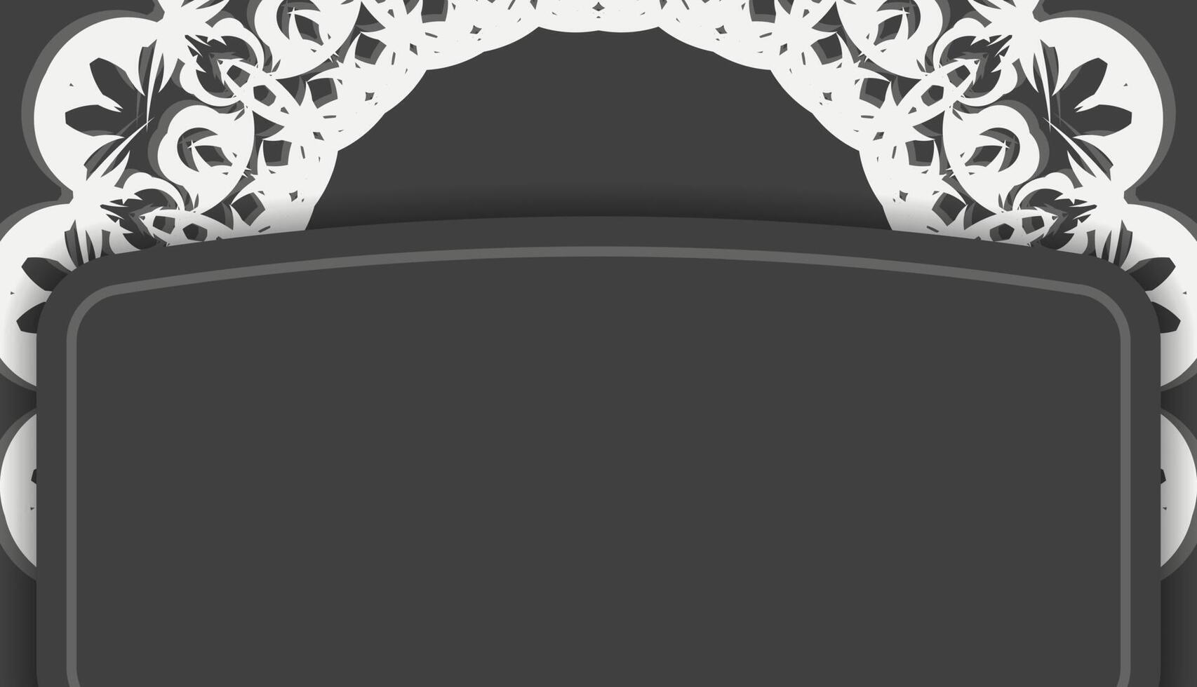 Black banner with vintage white ornament and space for your logo or text vector