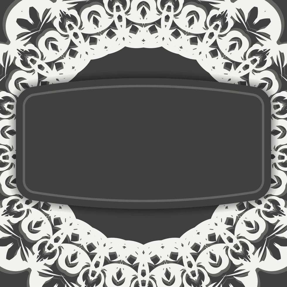 Black leaflet with vintage white ornament for your congratulations. vector