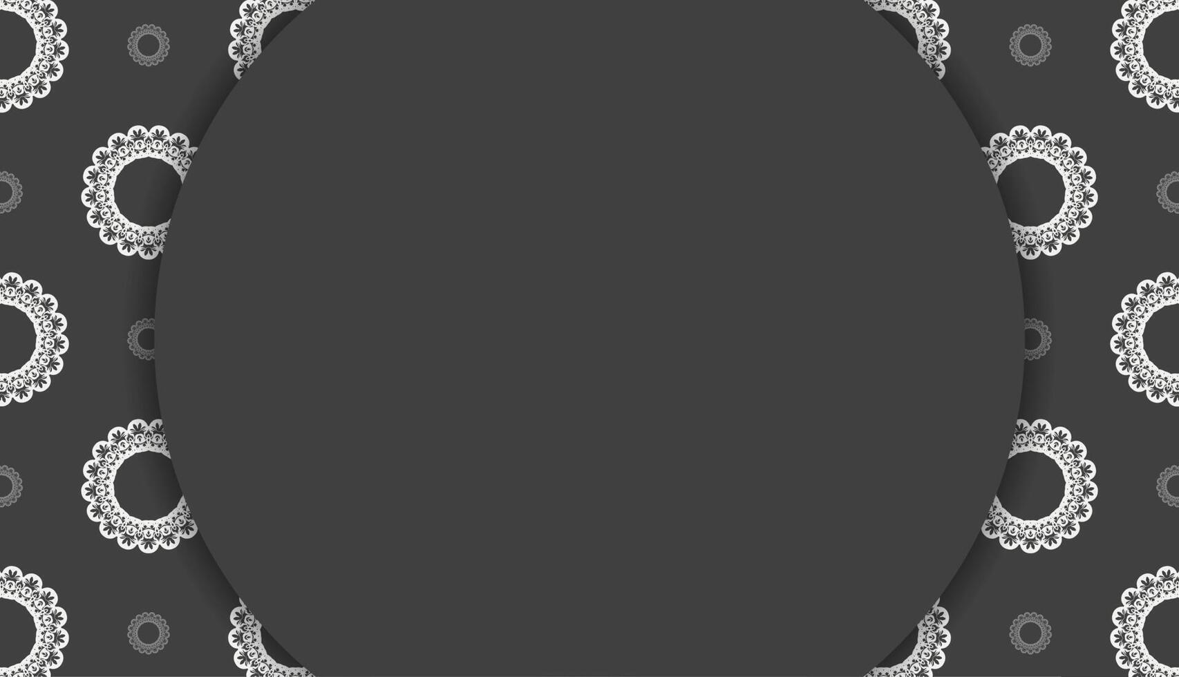 Black banner with vintage white pattern and place for your text vector