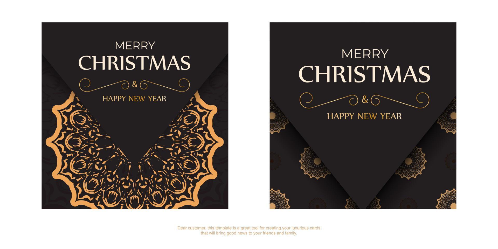 Postcard template Merry Christmas and Happy New Year white color with winter pattern. vector