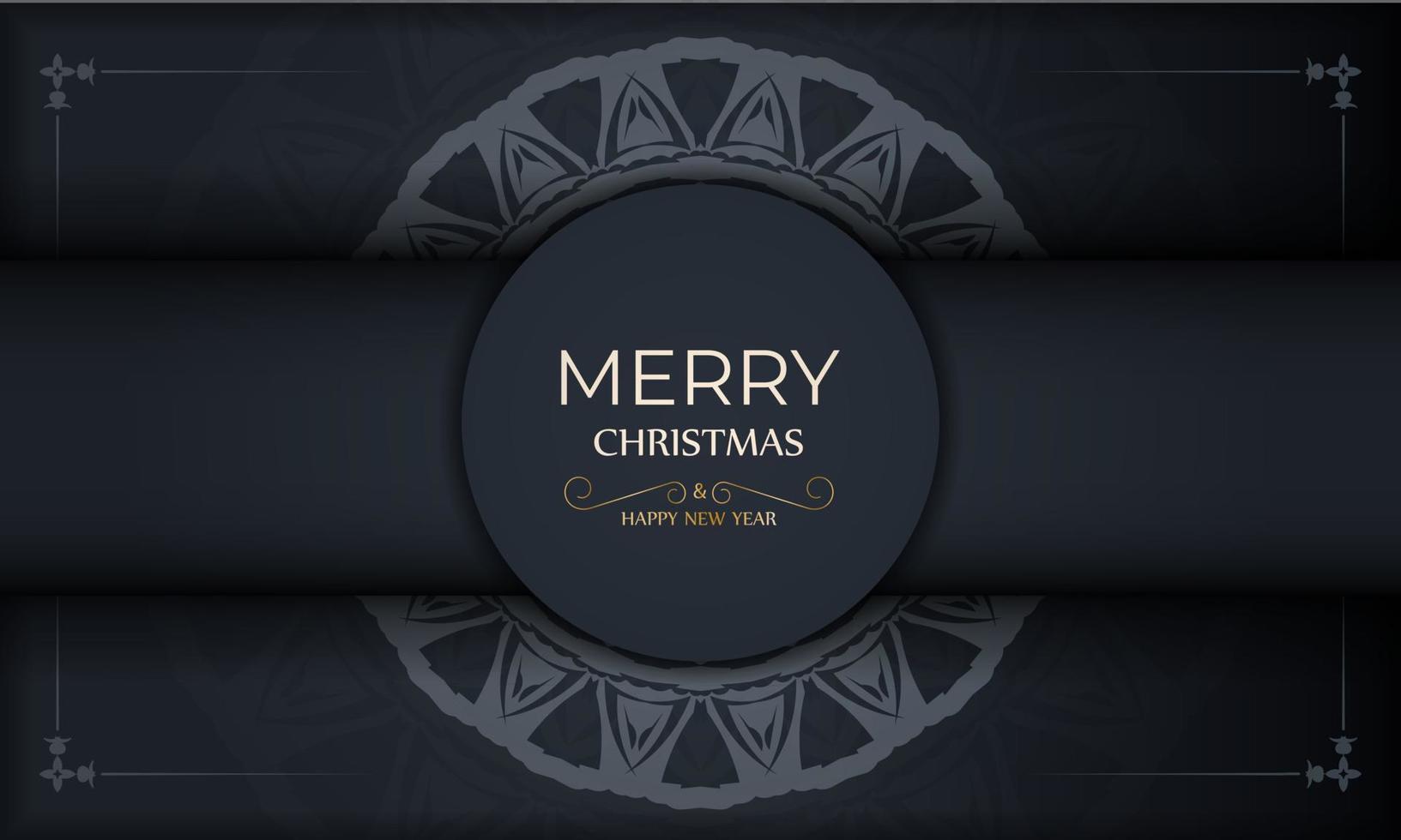 Brochure template Merry christmas and happy new year dark blue with winter blue pattern vector