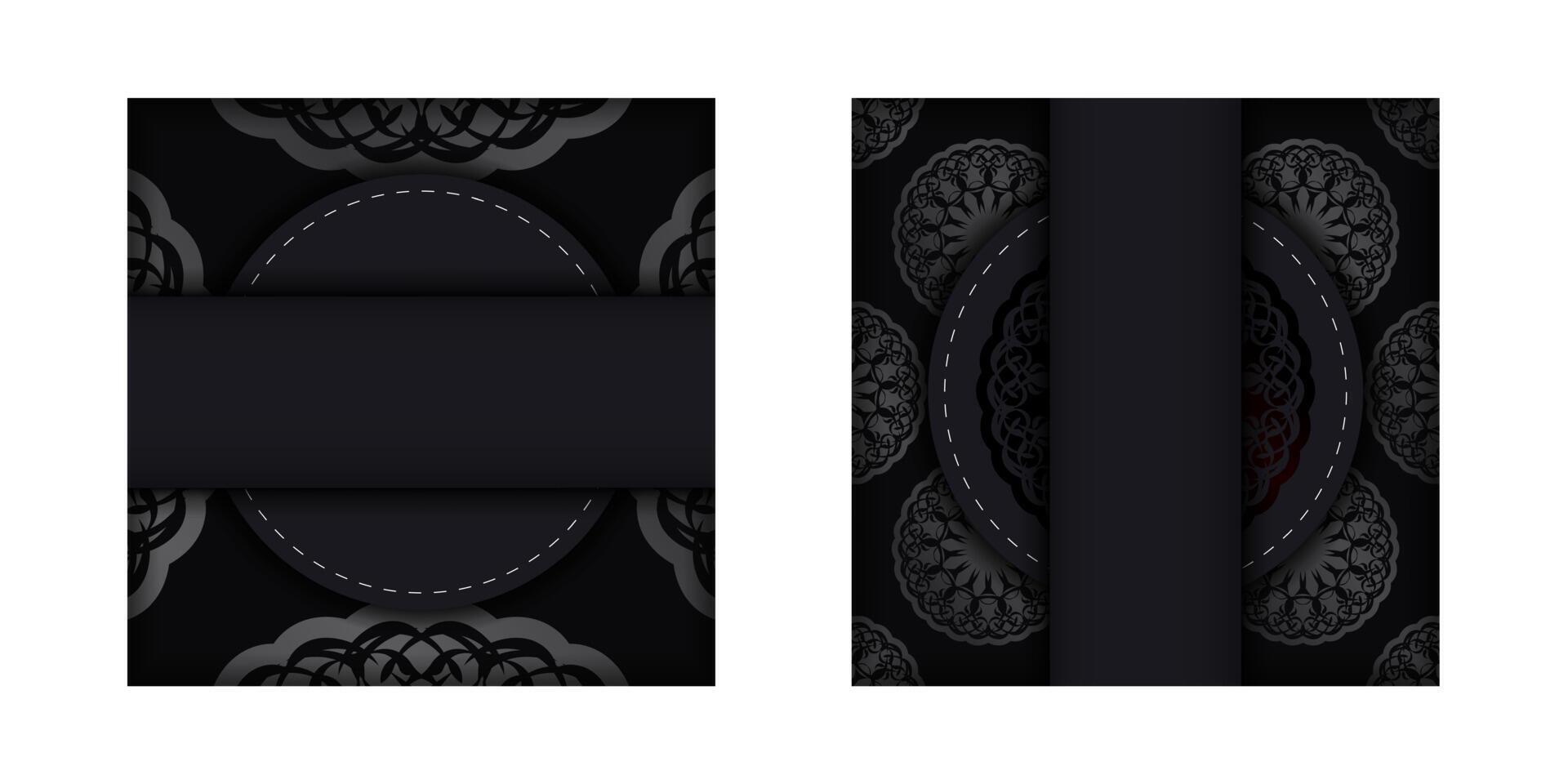 Black postcard with luxurious ornaments for your congratulations. vector