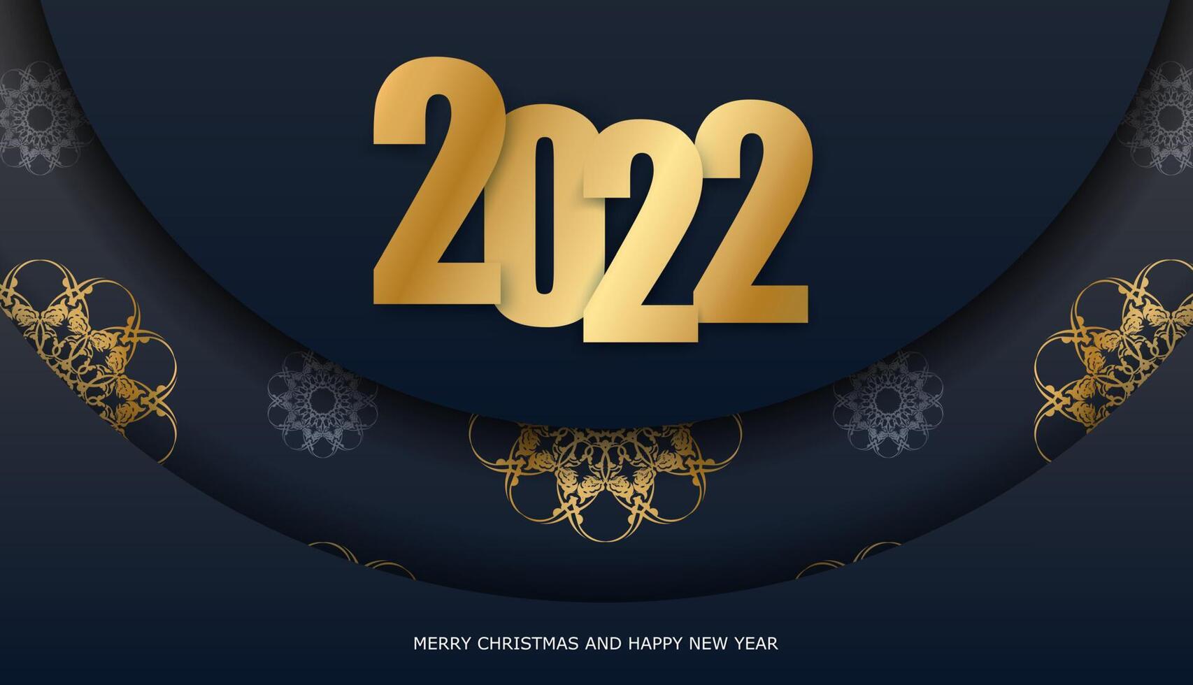 2022 holiday greeting card Happy new year black with luxury gold pattern vector