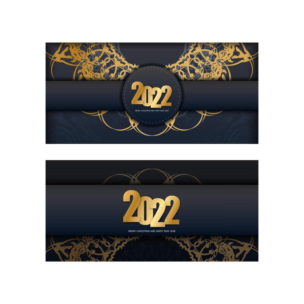Two black and gold new year cards with gold numbers vector