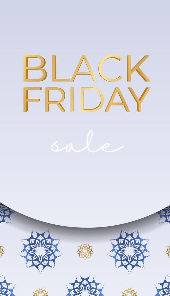 Black friday sale background with gold and blue floral pattern vector