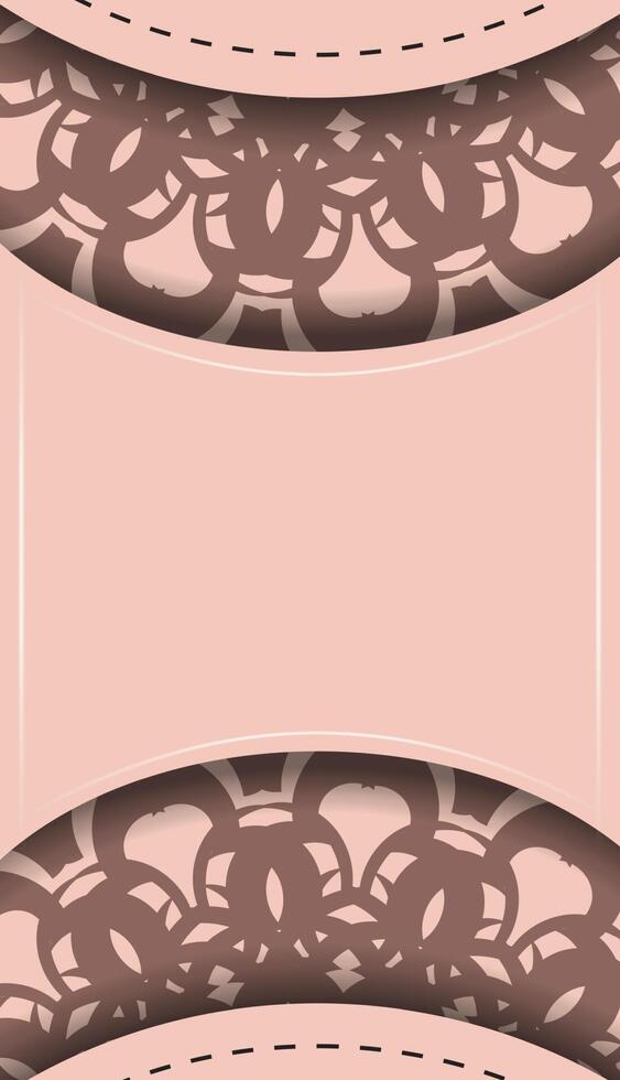 Greeting card in pink color with a luxurious ornament for your congratulations. vector