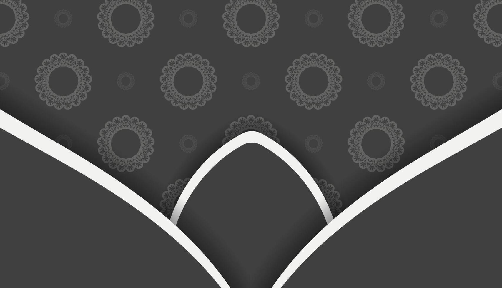 Black background with mandala white pattern and place under your text vector