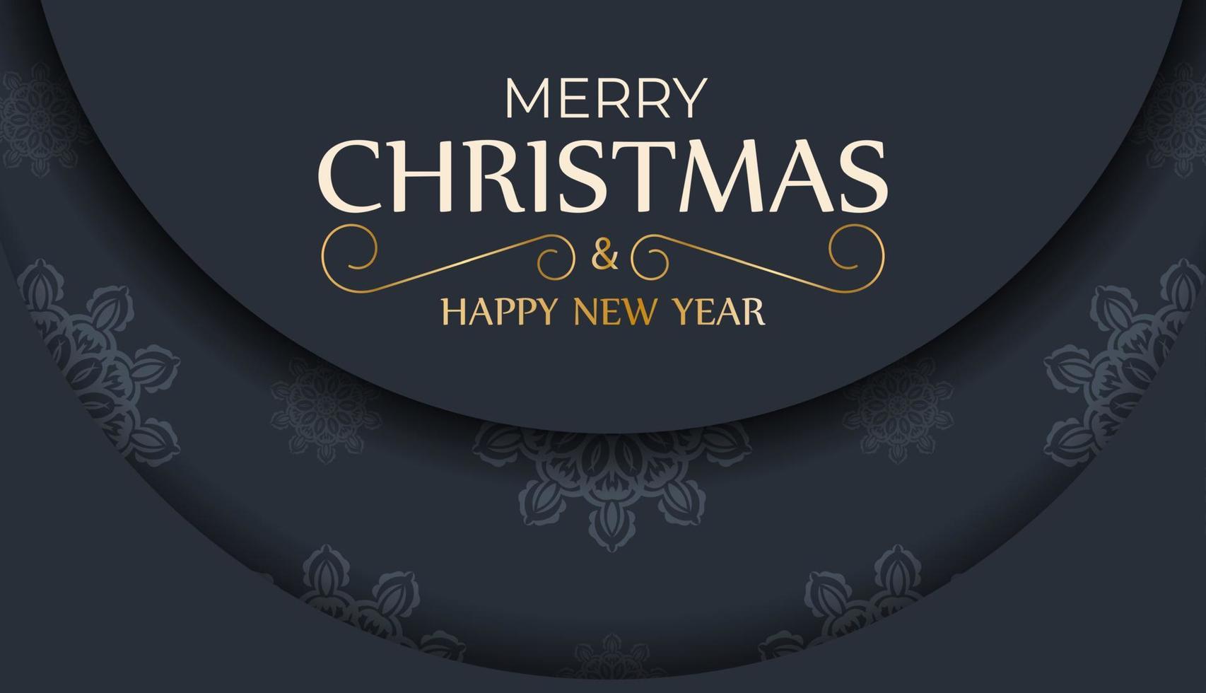 Dark blue merry christmas flyer with vintage blue pattern vector