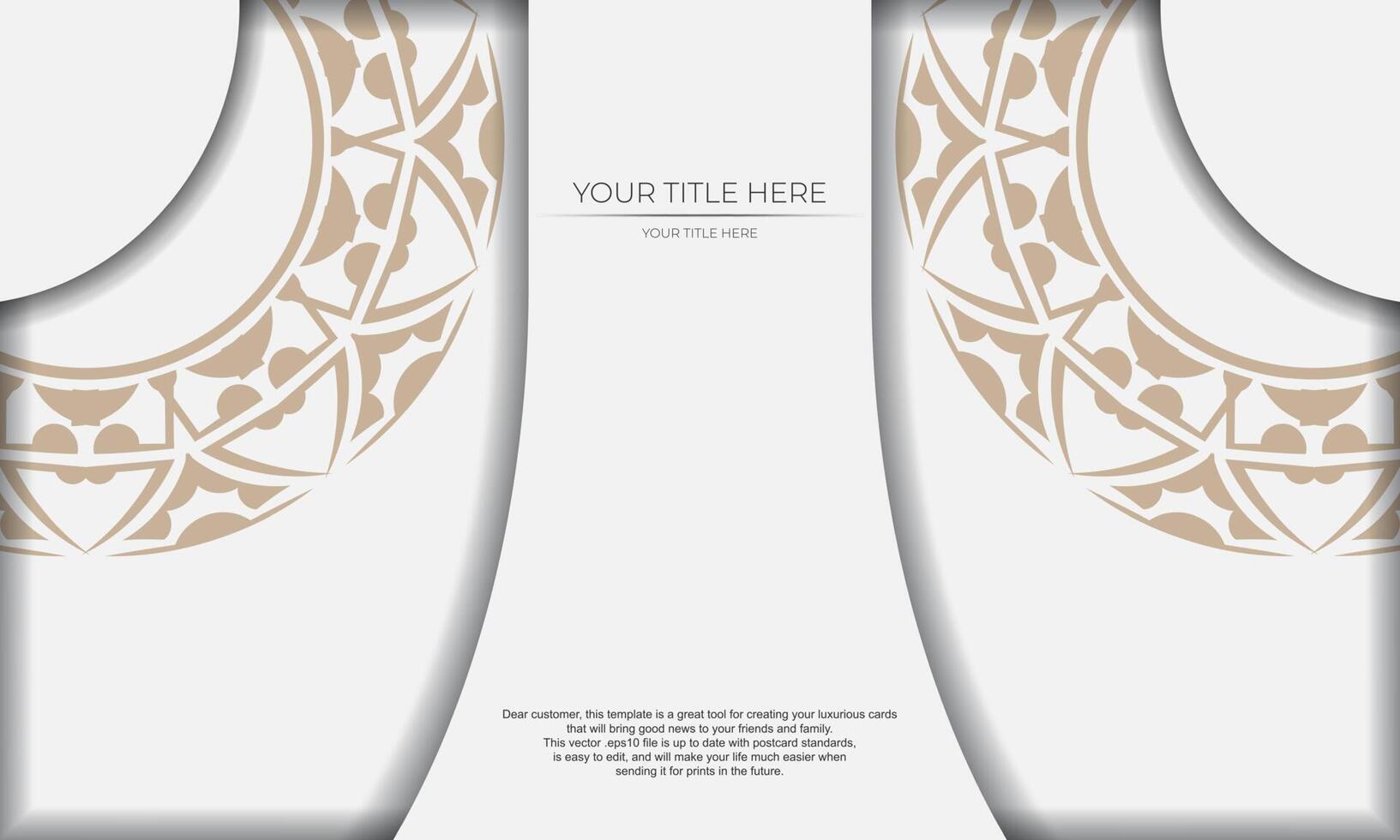 An elegant white and gold card with a pattern vector