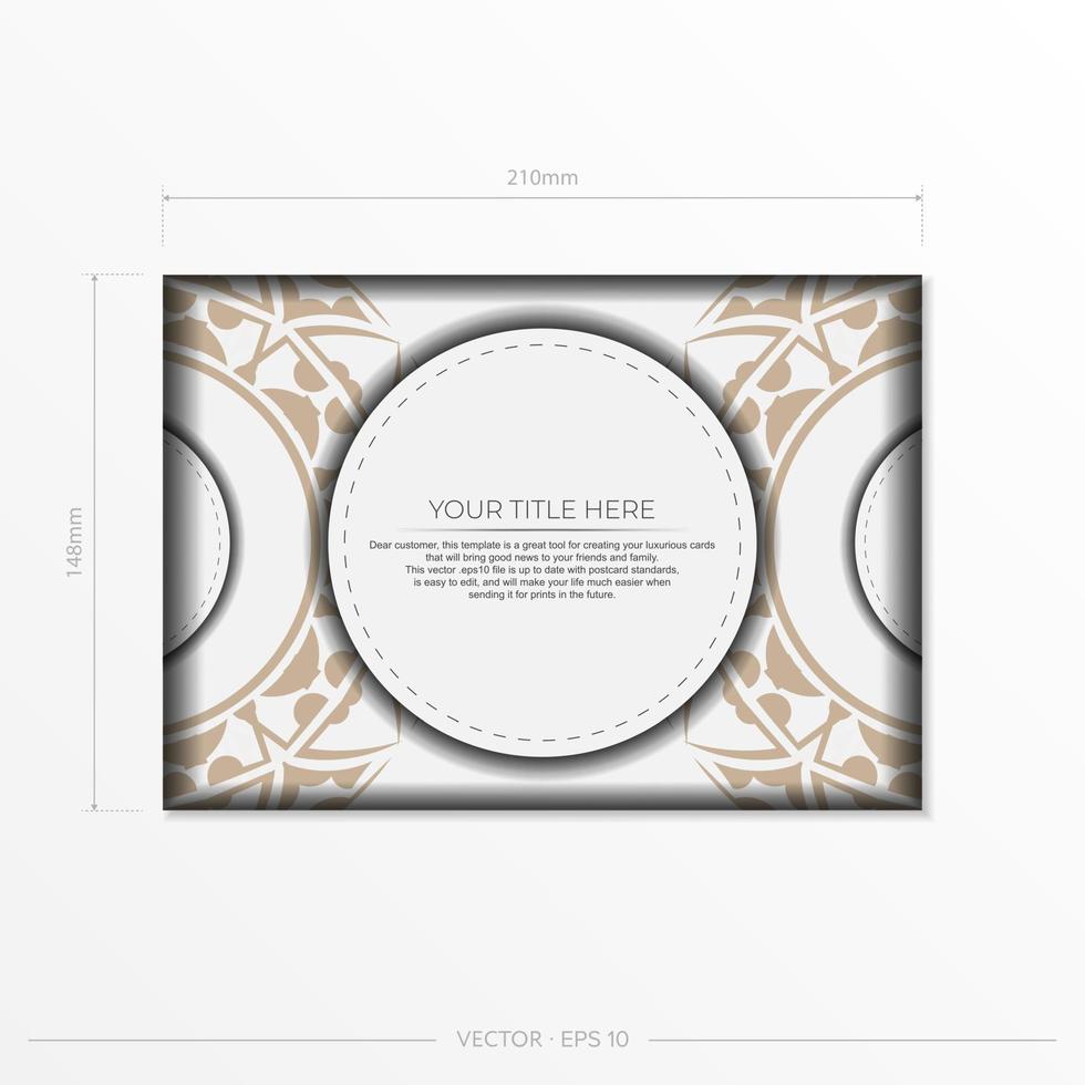 Luxurious Vector Design Postcard White Colors With Patterns. Invitation card design with space for your text and abstract ornament.