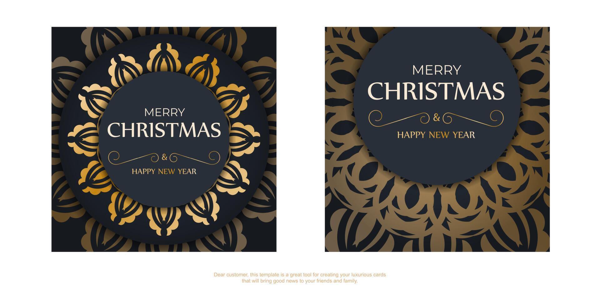 Christmas card template with gold and black design vector