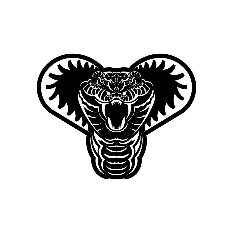 A black and white logo of a cobra head vector