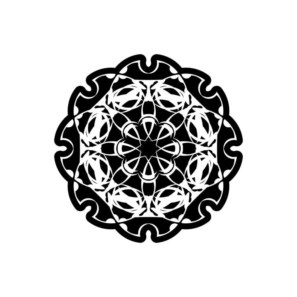 Circular pattern in form of mandala with flower for Henna, Mehndi, tattoo, decoration. Decorative ornament in ethnic oriental style. Outline doodle hand draw vector illustration.