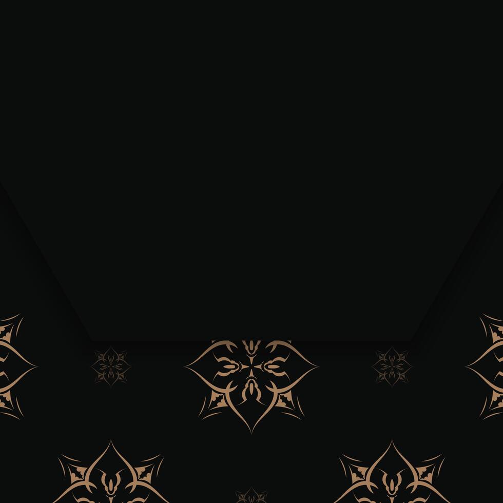 Black postcard with luxurious brown pattern for your design. vector