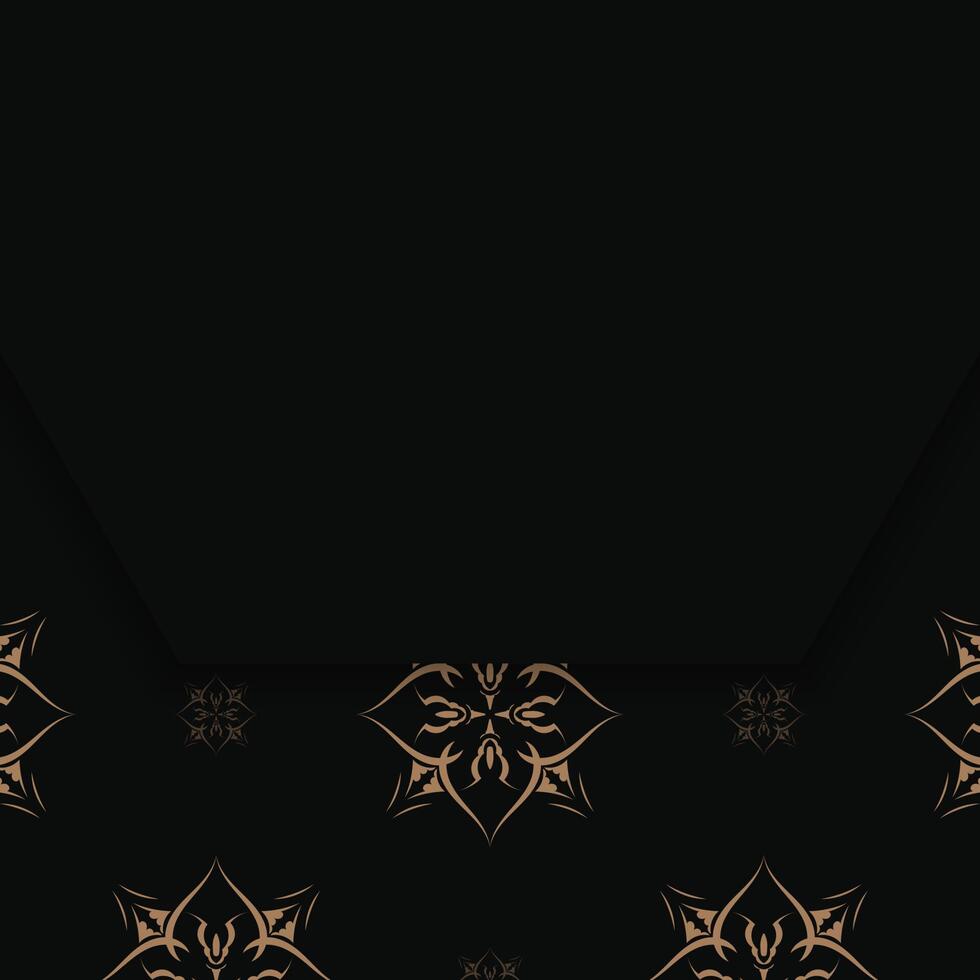 Black postcard with luxurious brown pattern for your design. vector