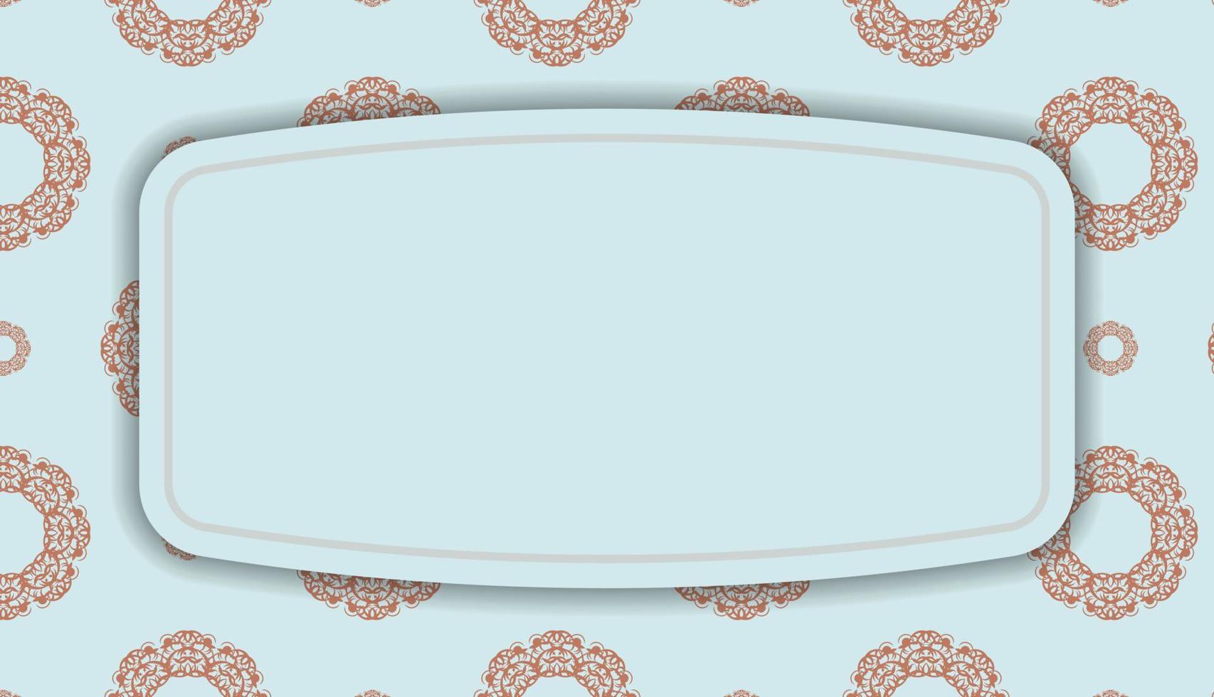 Baner in aquamarine color with vintage coral ornament for design under your logo vector