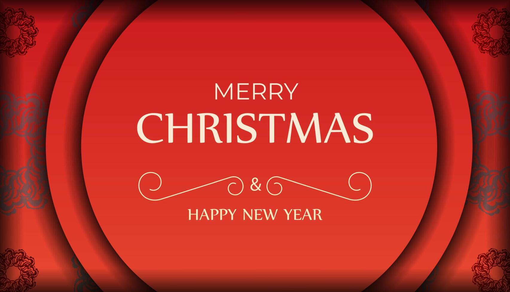Brochure Merry Christmas and Happy New Year Red color with abstract burgundy ornament vector