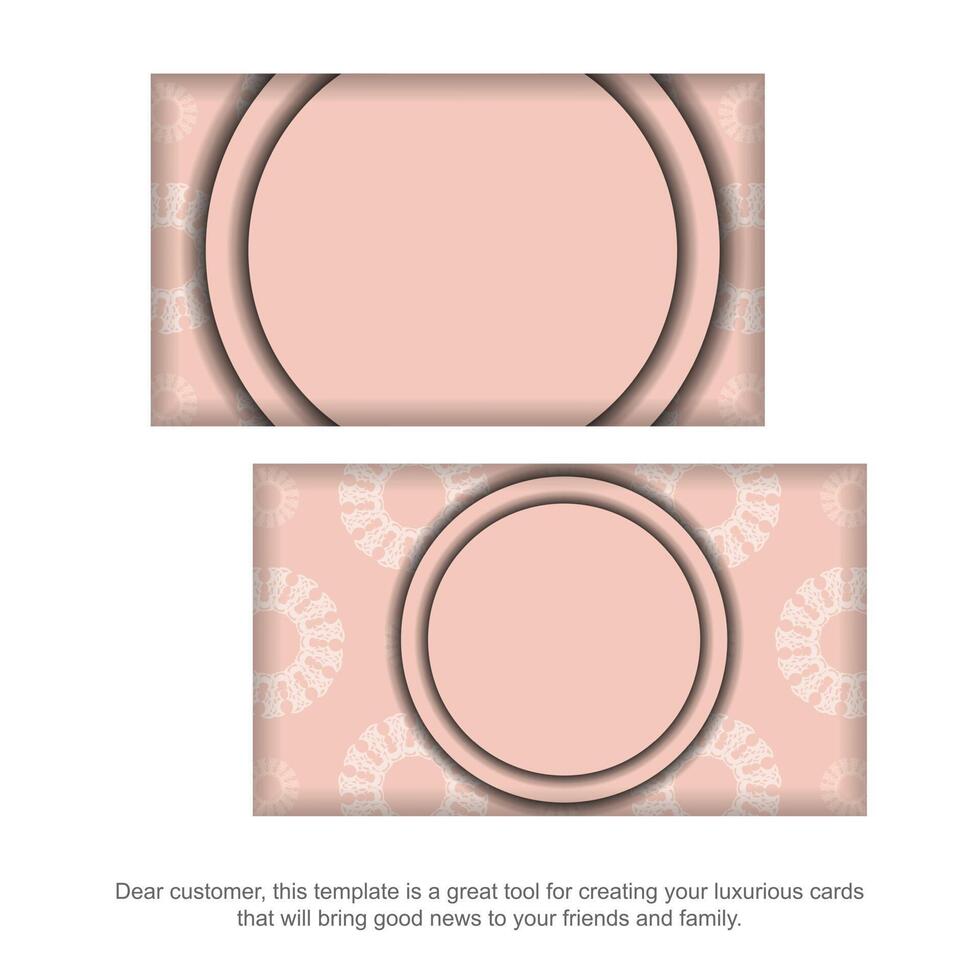Greeting Leaflet pink with Greek ornaments for your brand. vector