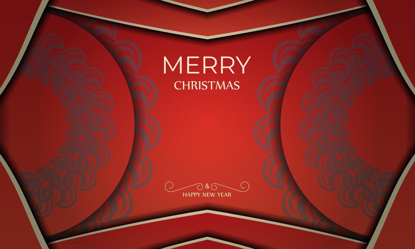 tarjeta de felicitación de plantilla feliz navidad color rojo con patrón abstracto burdeos vector