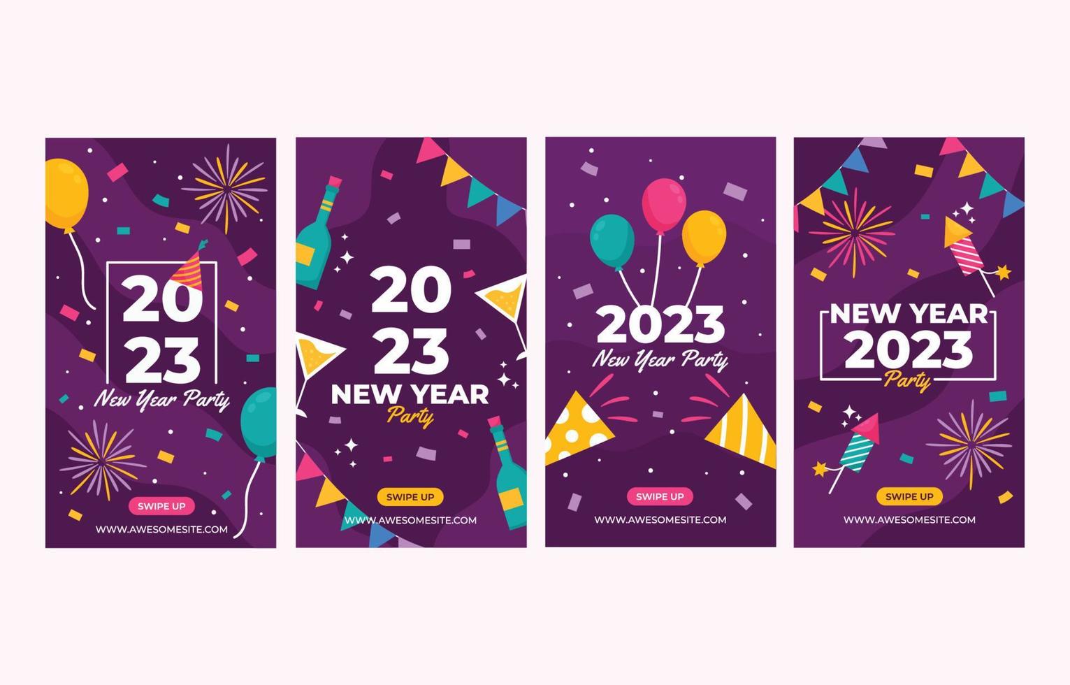 2023 New Year Social Media Template vector