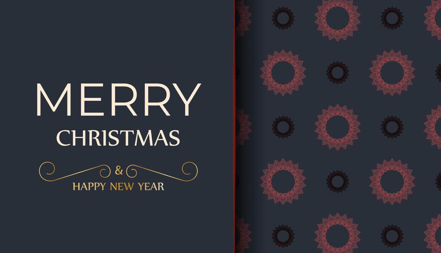 cartel de plantilla vectorial feliz año nuevo y adorno rojo. diseño de postal en escala de grises de feliz navidad con adorno de invierno. vector