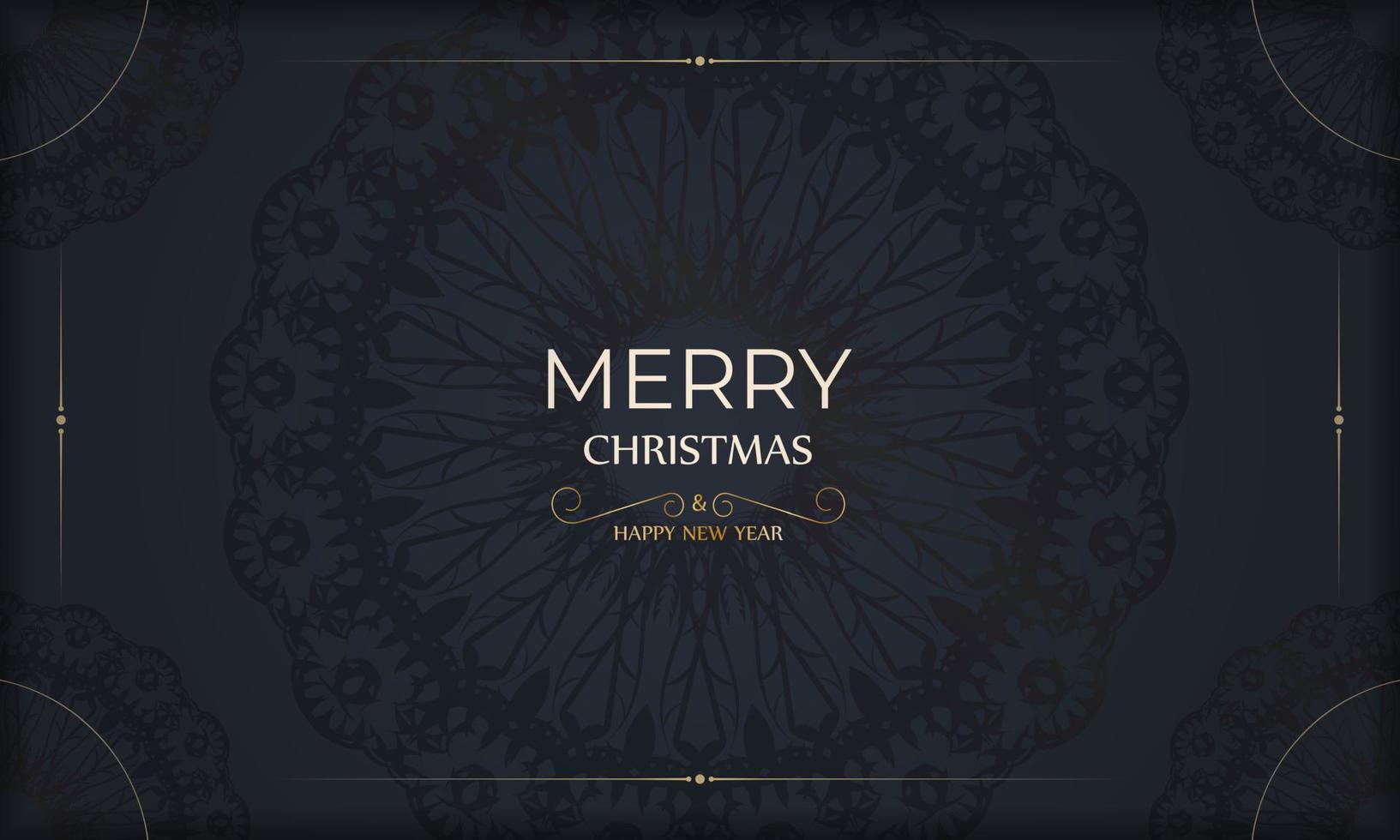 Dark blue Happy New Year Brochure template with vintage ornament vector