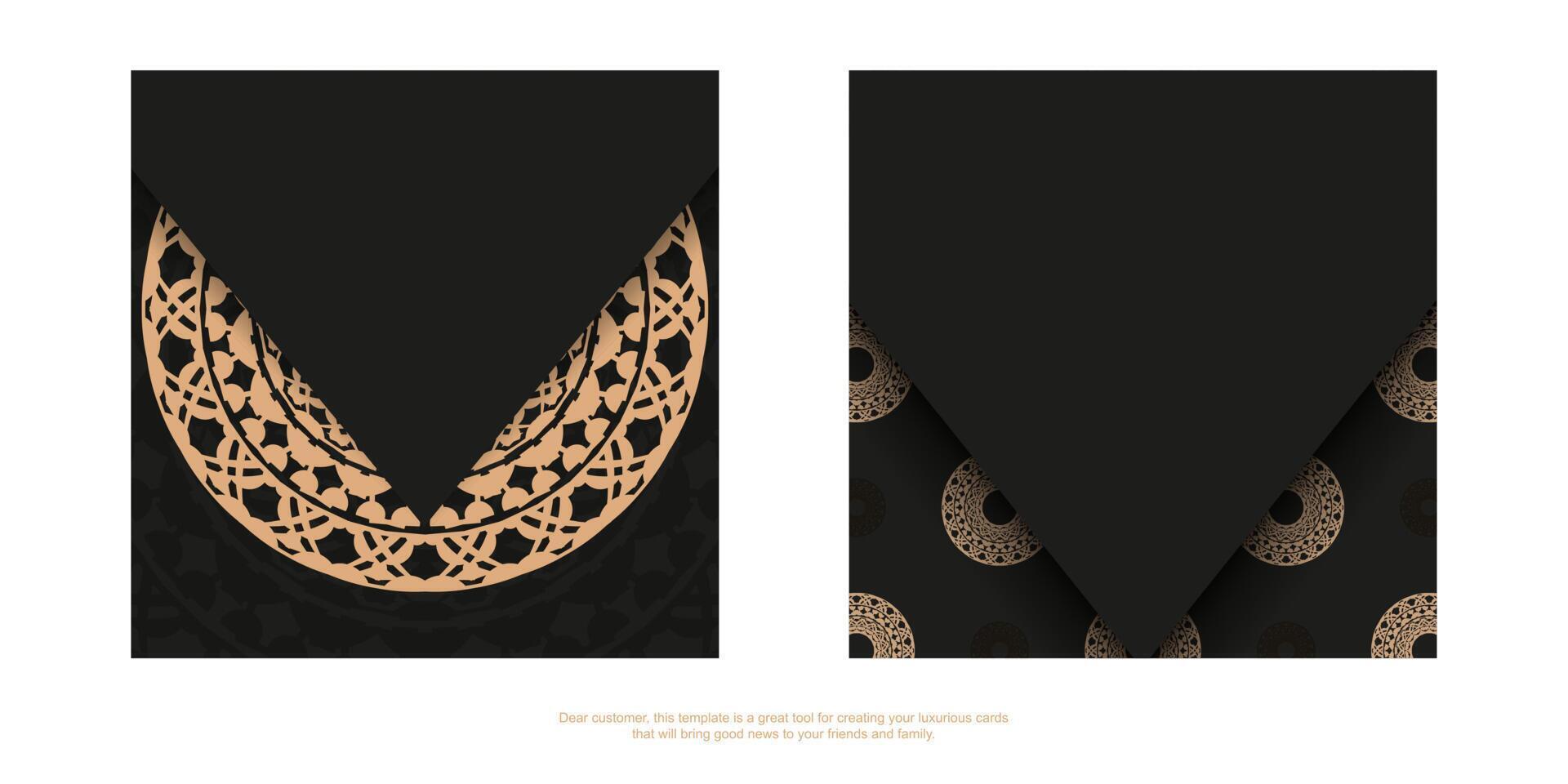 Postcard in black with brown luxury pattern vector