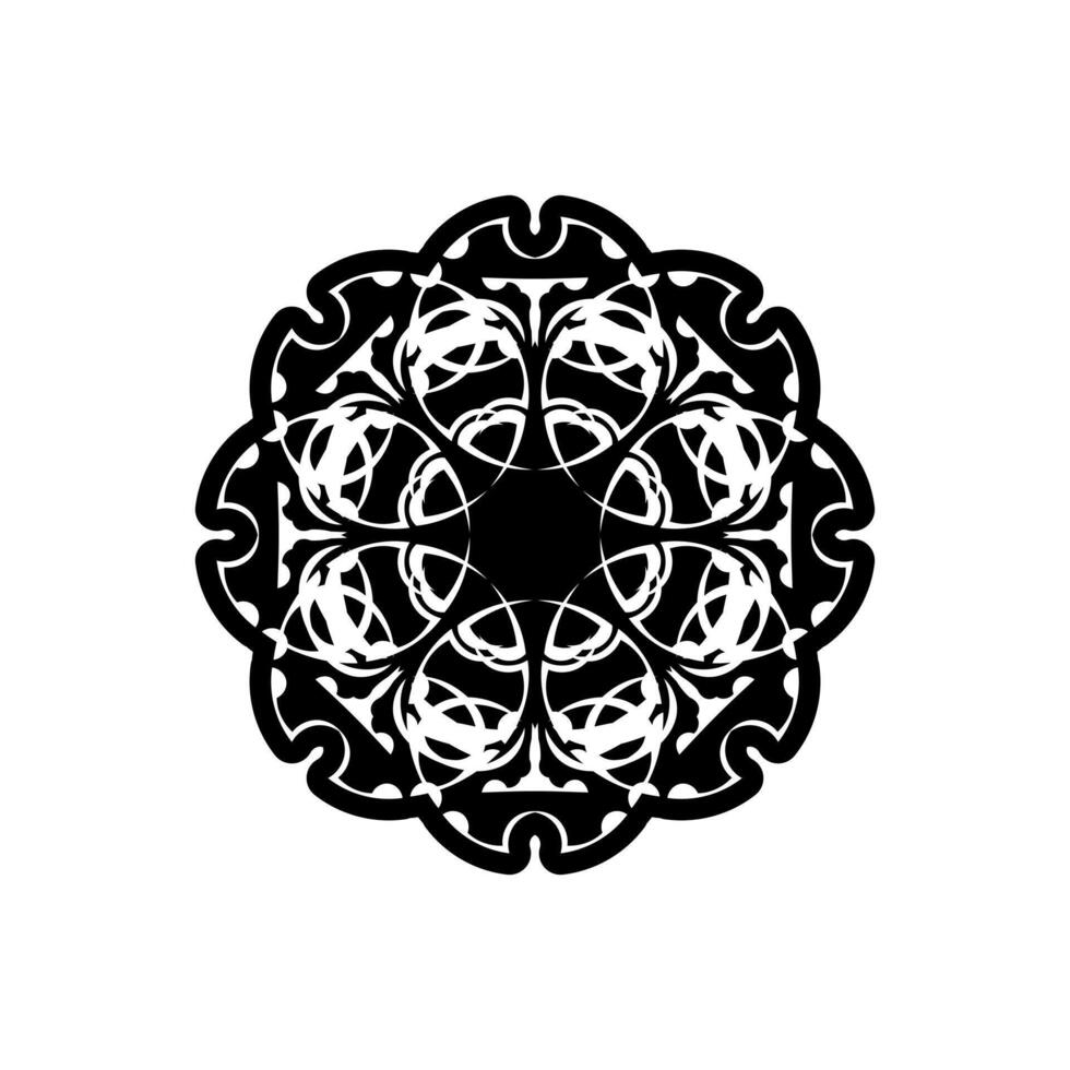Circular pattern in form of mandala with flower for Henna, Mehndi, tattoo, decoration. Decorative ornament in ethnic oriental style. Outline doodle hand draw vector illustration.
