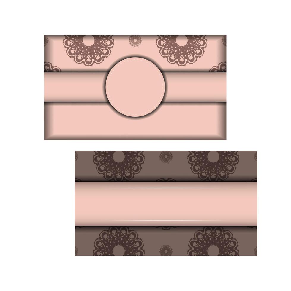 Two business cards with brown and pink designs vector