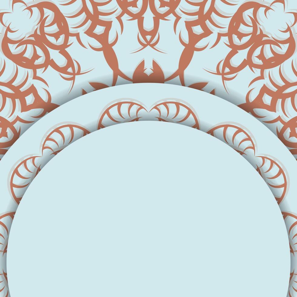 An aquamarine postcard with an antique coral ornament for your congratulations. vector