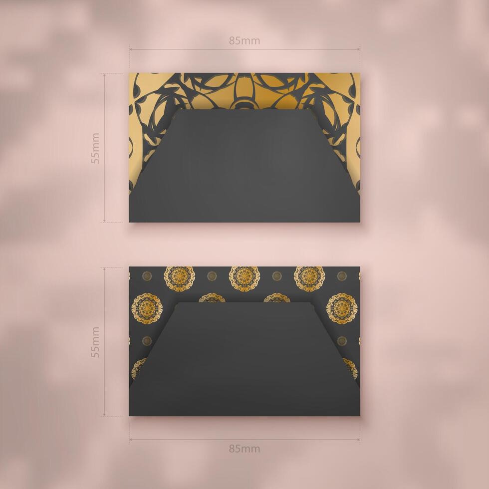 Presentable black business card with gold mandala pattern for your brand. vector