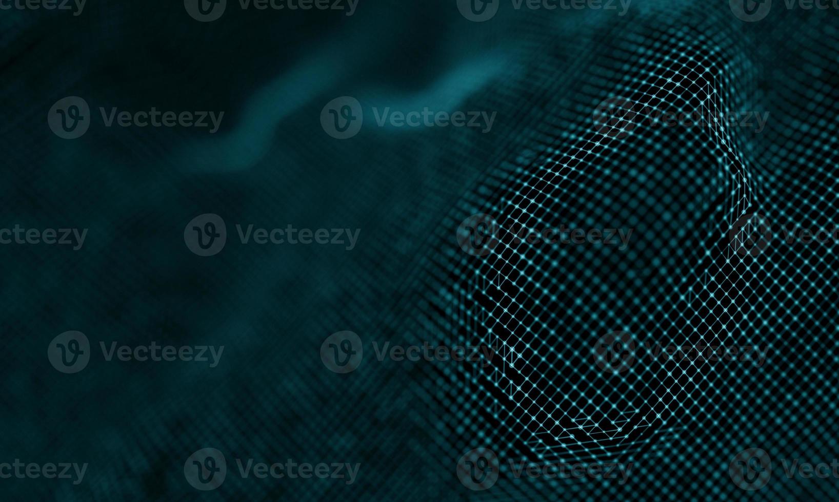 Digital data technology wave. Particle sound wave concept. Big data and data science wave background. photo