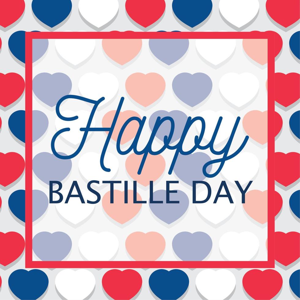 france hearts background of happy bastille day vector design