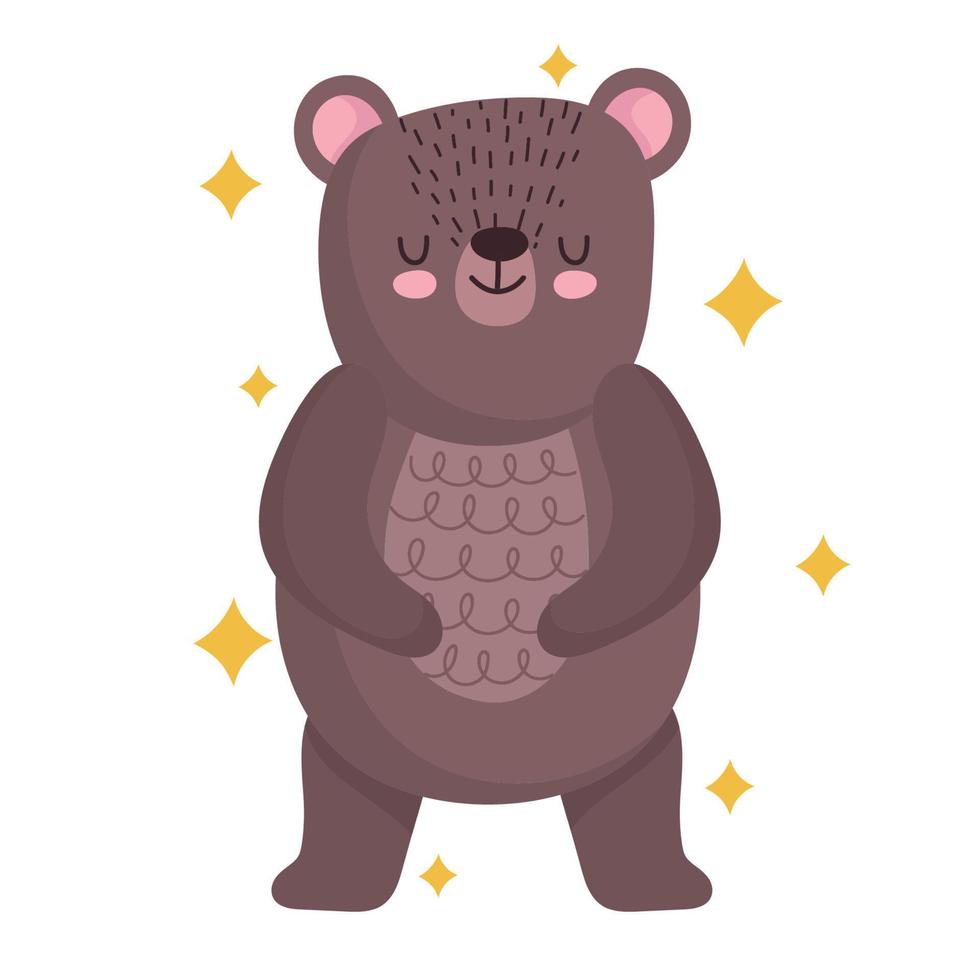 cute little bear animal with stars in cartoon design vector