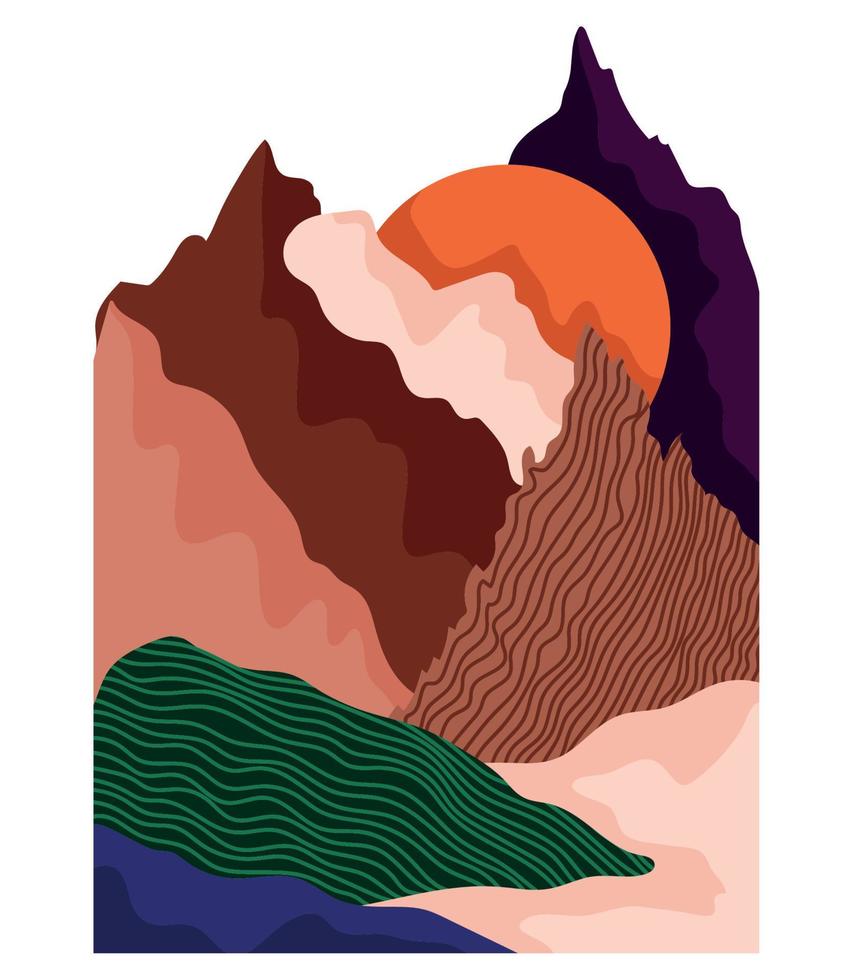 abstract landscape extensive mountains sun scenery image vector