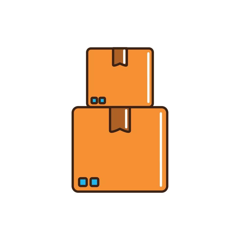 línea de entrega de carga de caja de cartón apilada y relleno vector