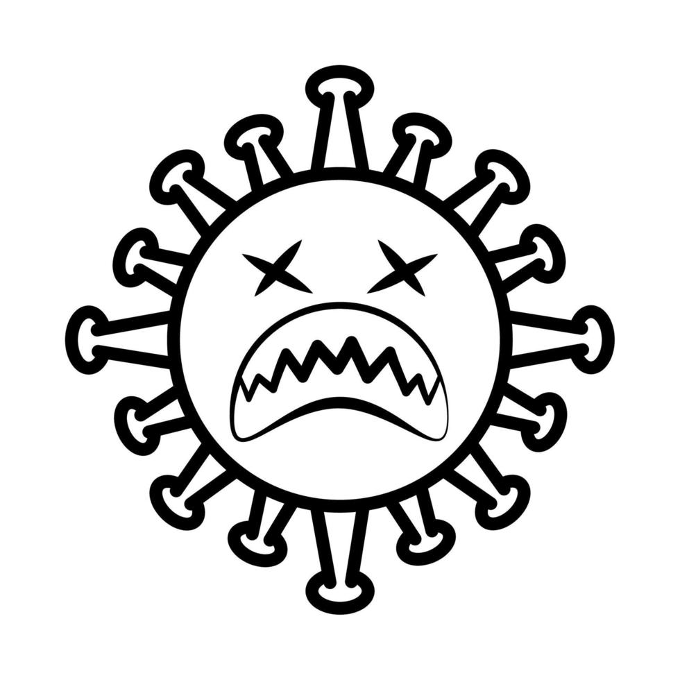 virus emoticon, covid-19 emoji character infection, face line cartoon style vector