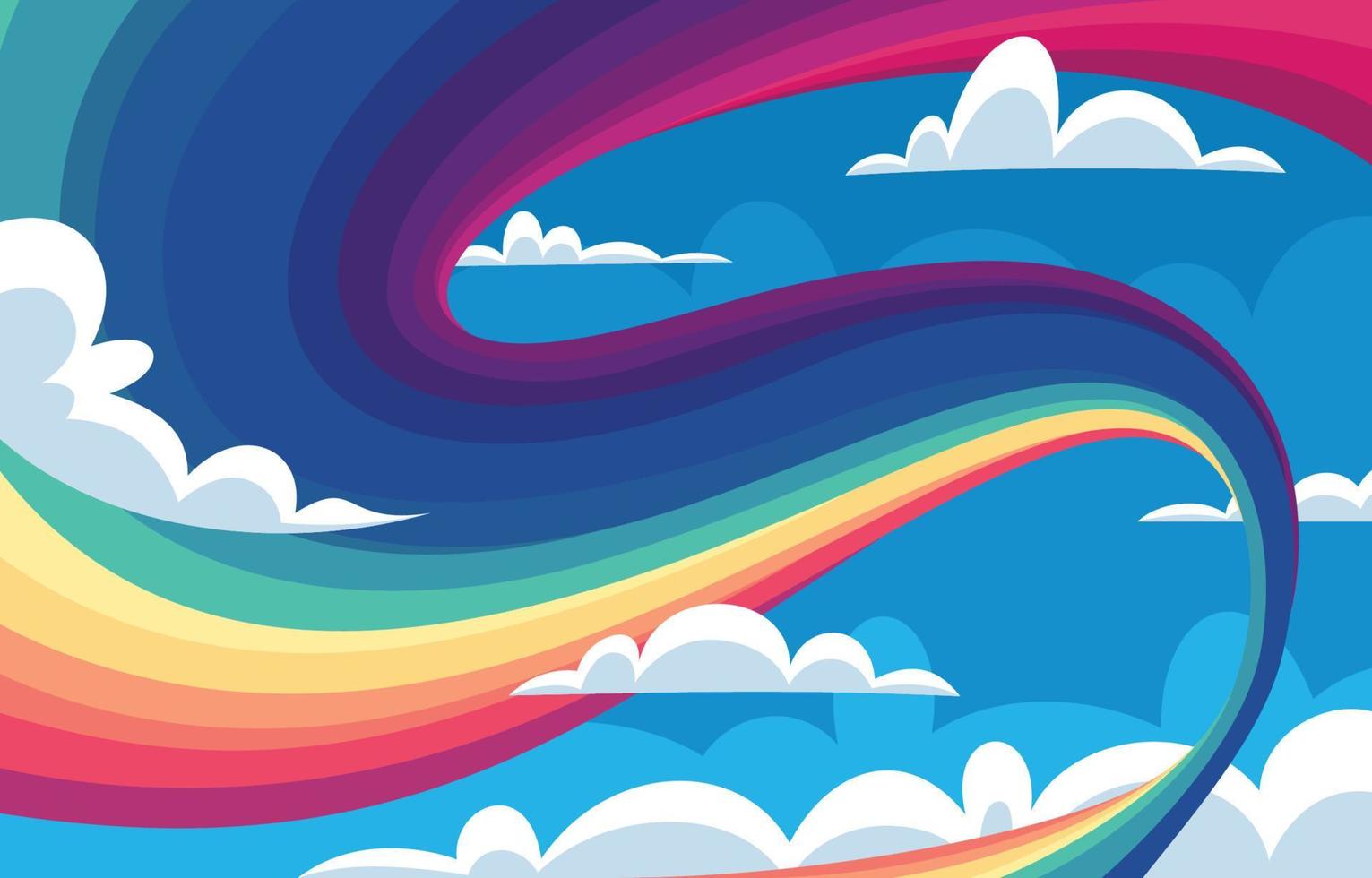 Wavy Rainbow Trail In Sky vector